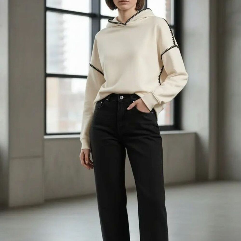 AE Boho Prairie Granola Oversized Contrast Stitch Hoodie